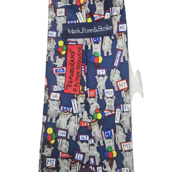 Alynn Neckwear 100% Silk Republican Elephant USA Made Tie - Picture 4 of 5